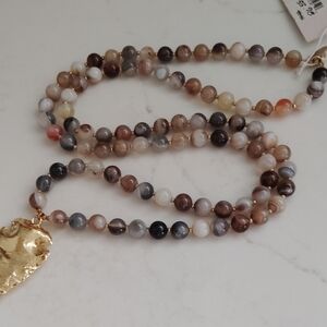 Nordstrom Multicolor Stone Beaded Necklace with Gold Tone Arrowhead Pendant